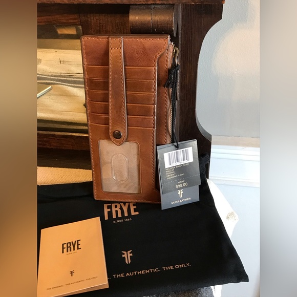 NWT Frye Melissa Leather Snap Card Wallet Cognac Brown Retail $98 - Picture 3 of 12